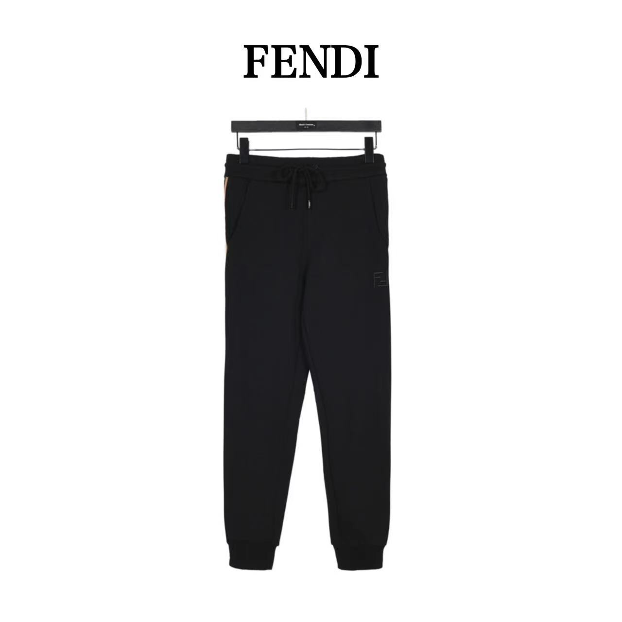 Fendi 23Fw double F embroidery and logo web sweatpants