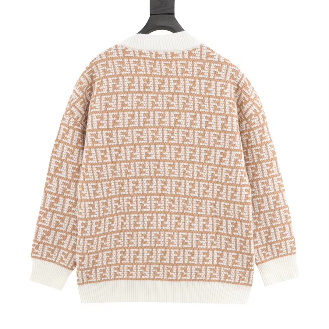 Fendi 22Fw double F jacquard cardigan sweater