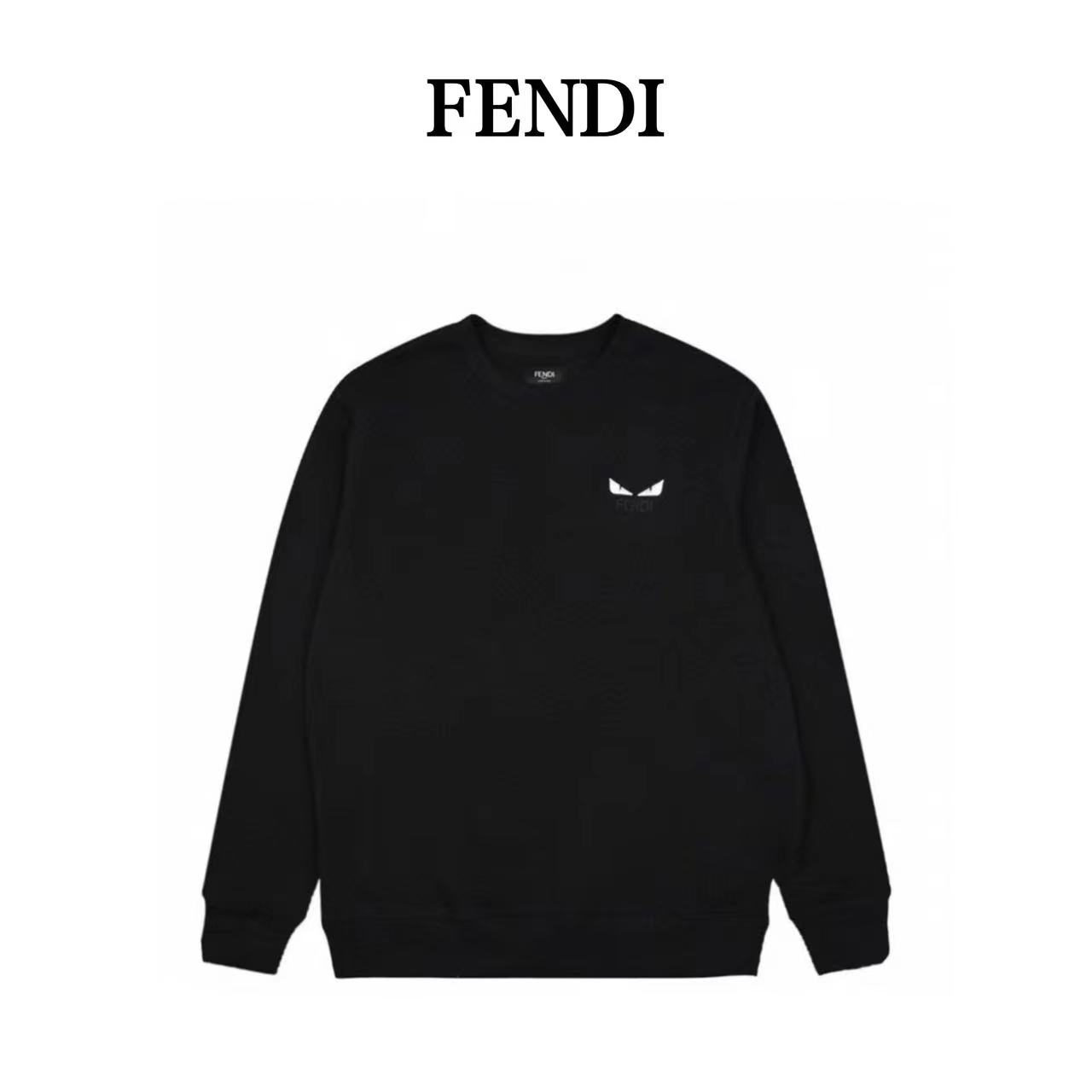 Fendi 22Fw embroidered small eyes round neck sweatshirt
