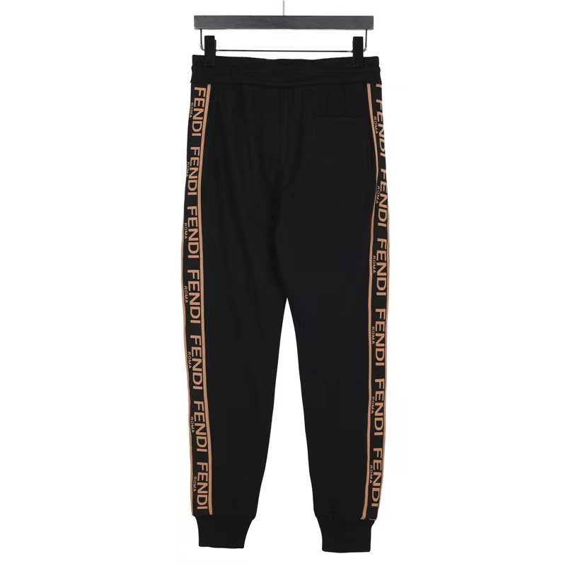 Fendi 23Fw double F embroidery and logo web sweatpants