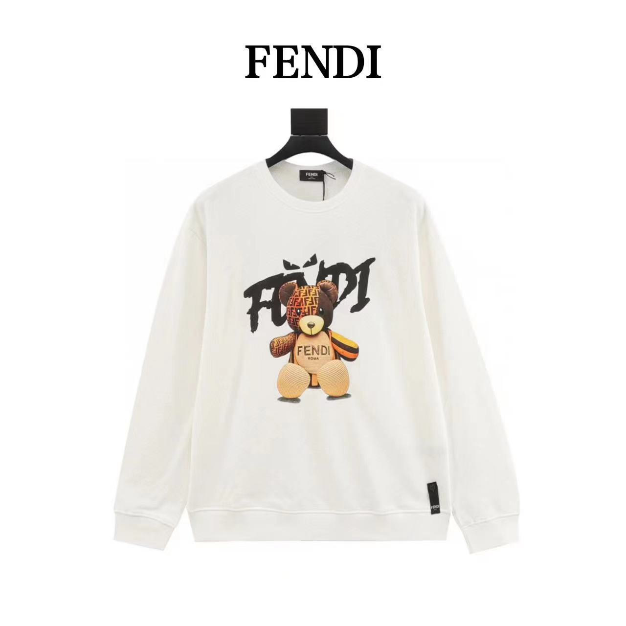 Fendi bear print crew neck sweatshirt