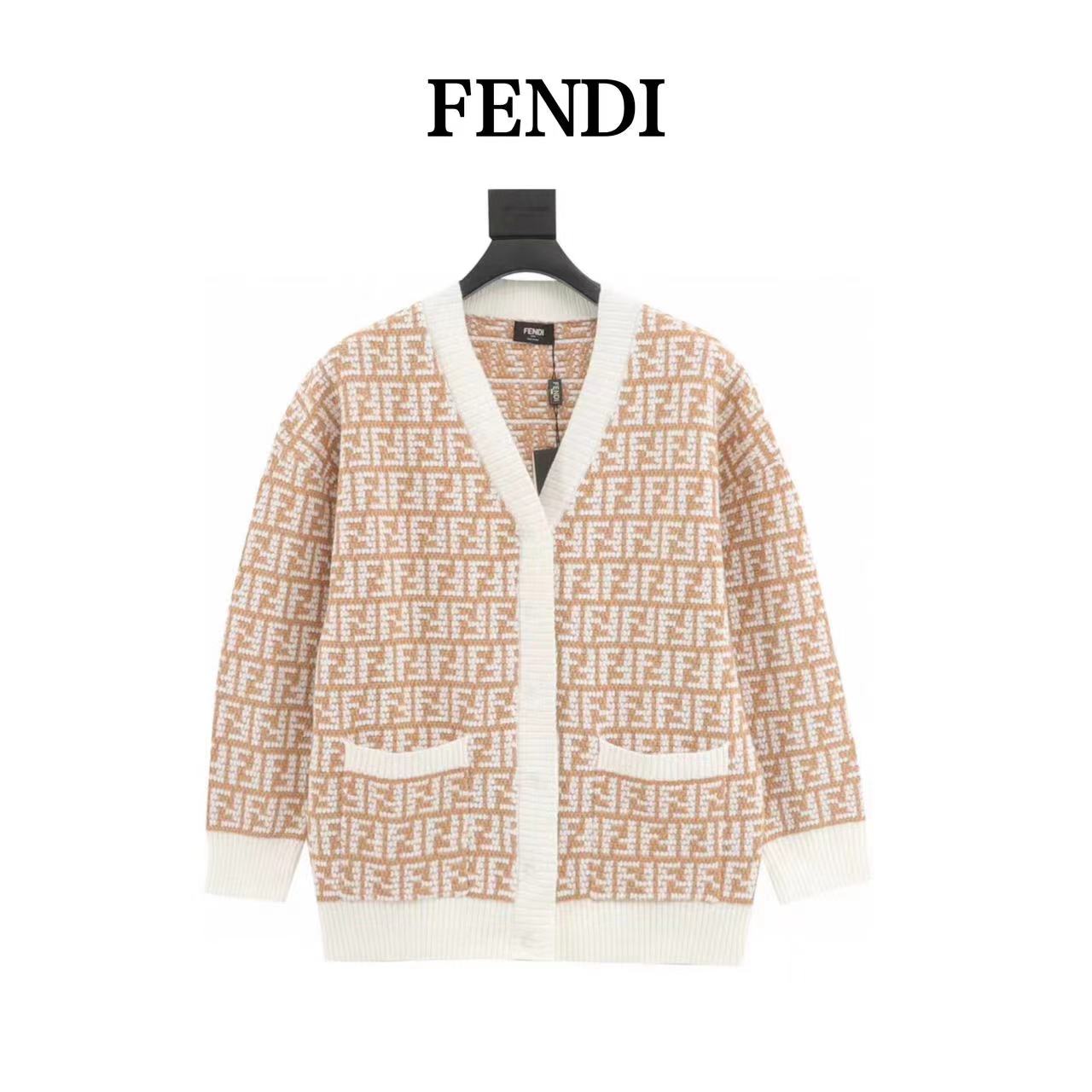 Fendi 22Fw double F jacquard cardigan sweater
