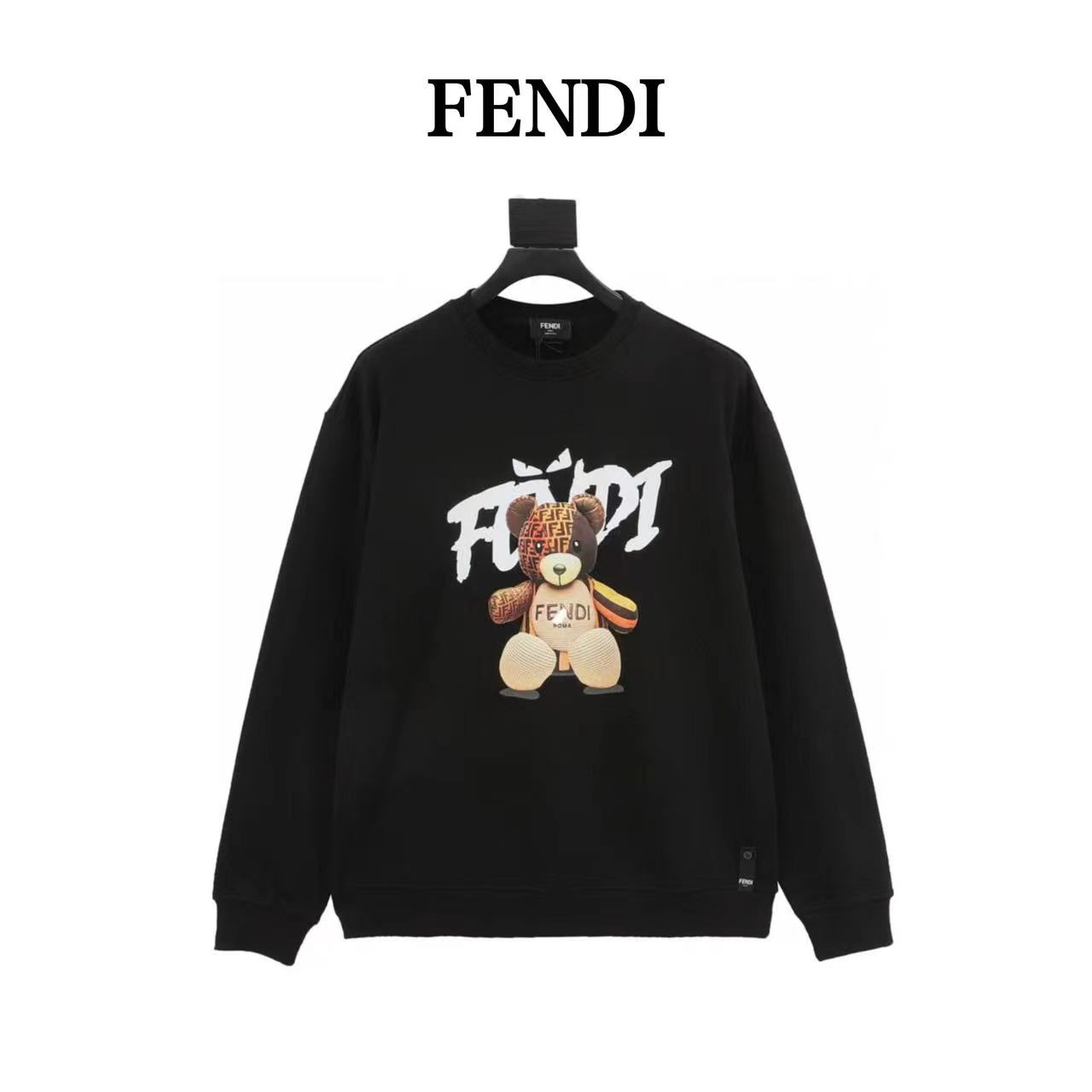 Fendi bear print crew neck sweatshirt