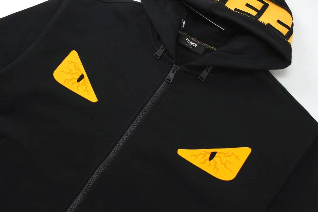 Fendi FD classic little monster zipper hooded jacket