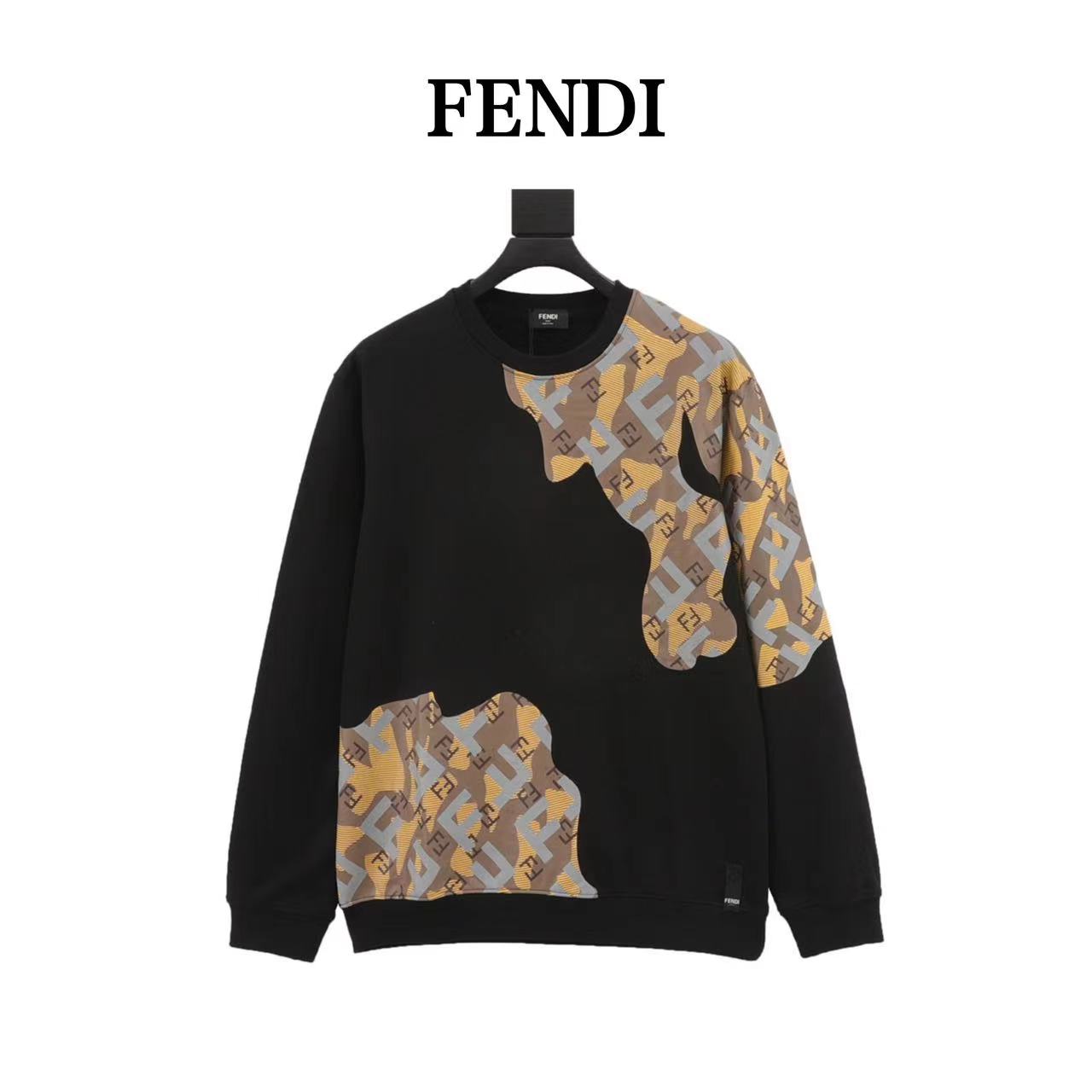 Fendi patchwork printed crew neck sweatshirt