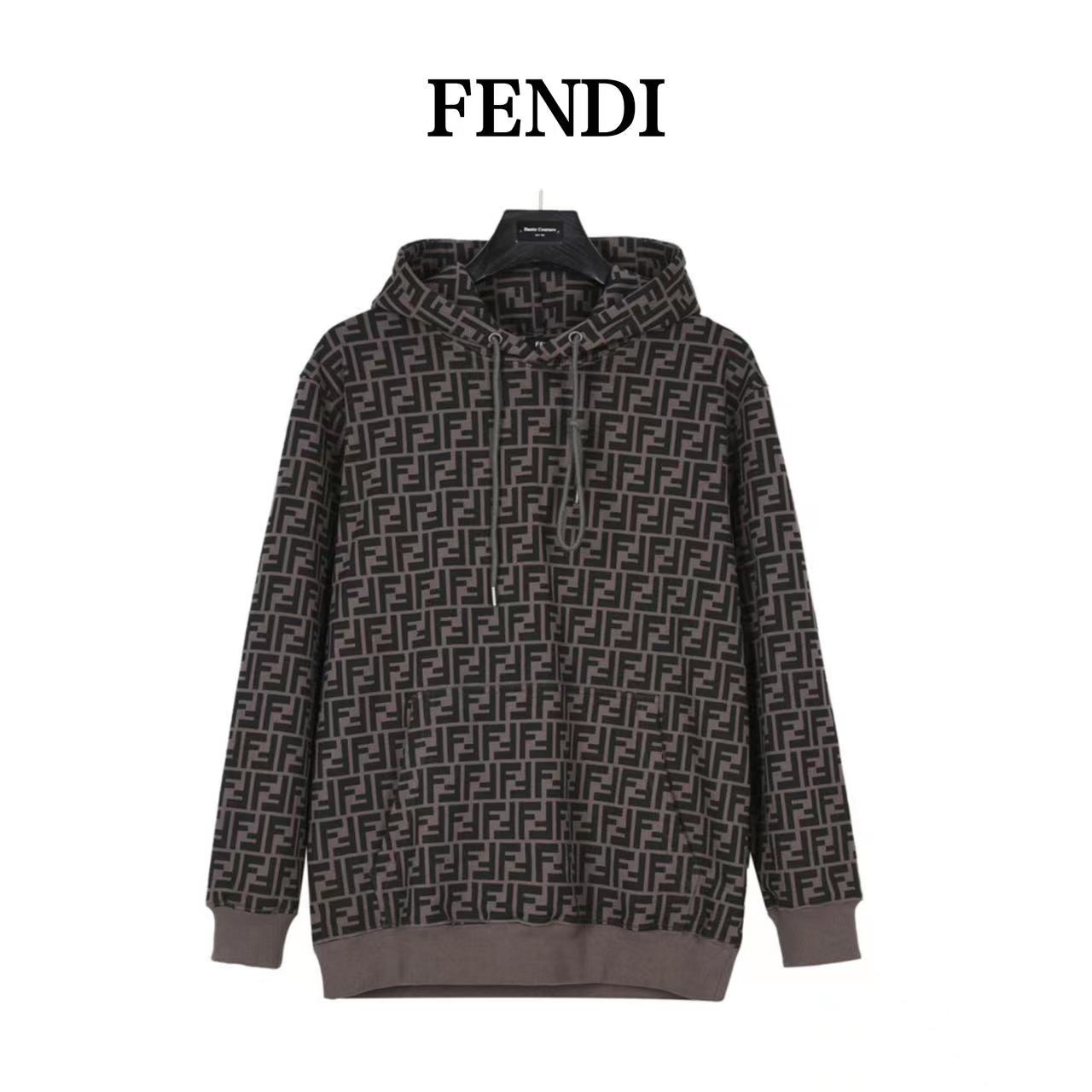 Fendi 23Fw Double F element all-over logo hooded sweatshirt