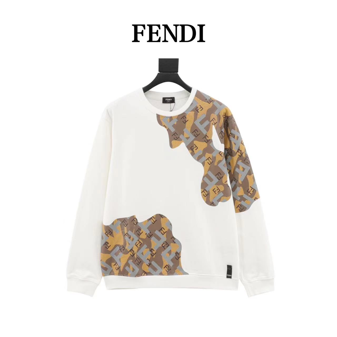 Fendi patchwork printed crew neck sweatshirt