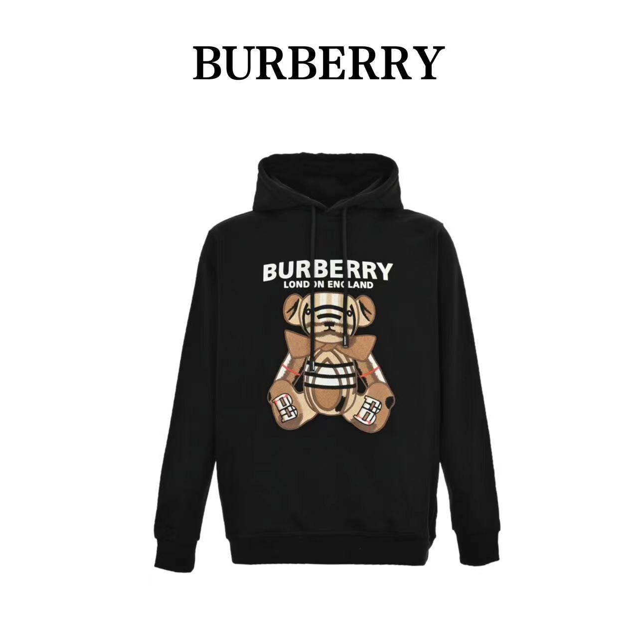 Burberry embroidered teddy bear hooded sweatshirt