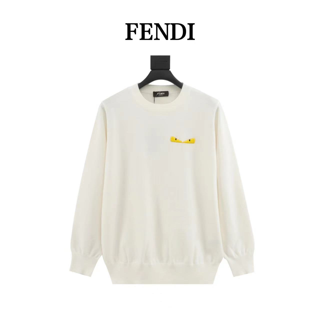 Fendi 23Fw embroidered monster eyes crew neck sweater