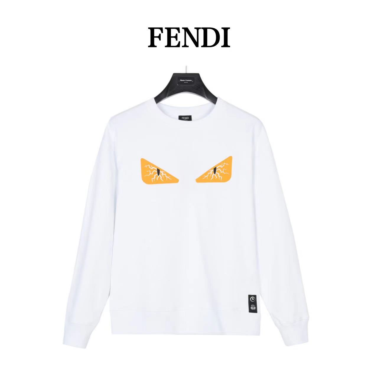 23Fendi/Fendi cracked eyes three-dimensional glued round neck sweatshirt