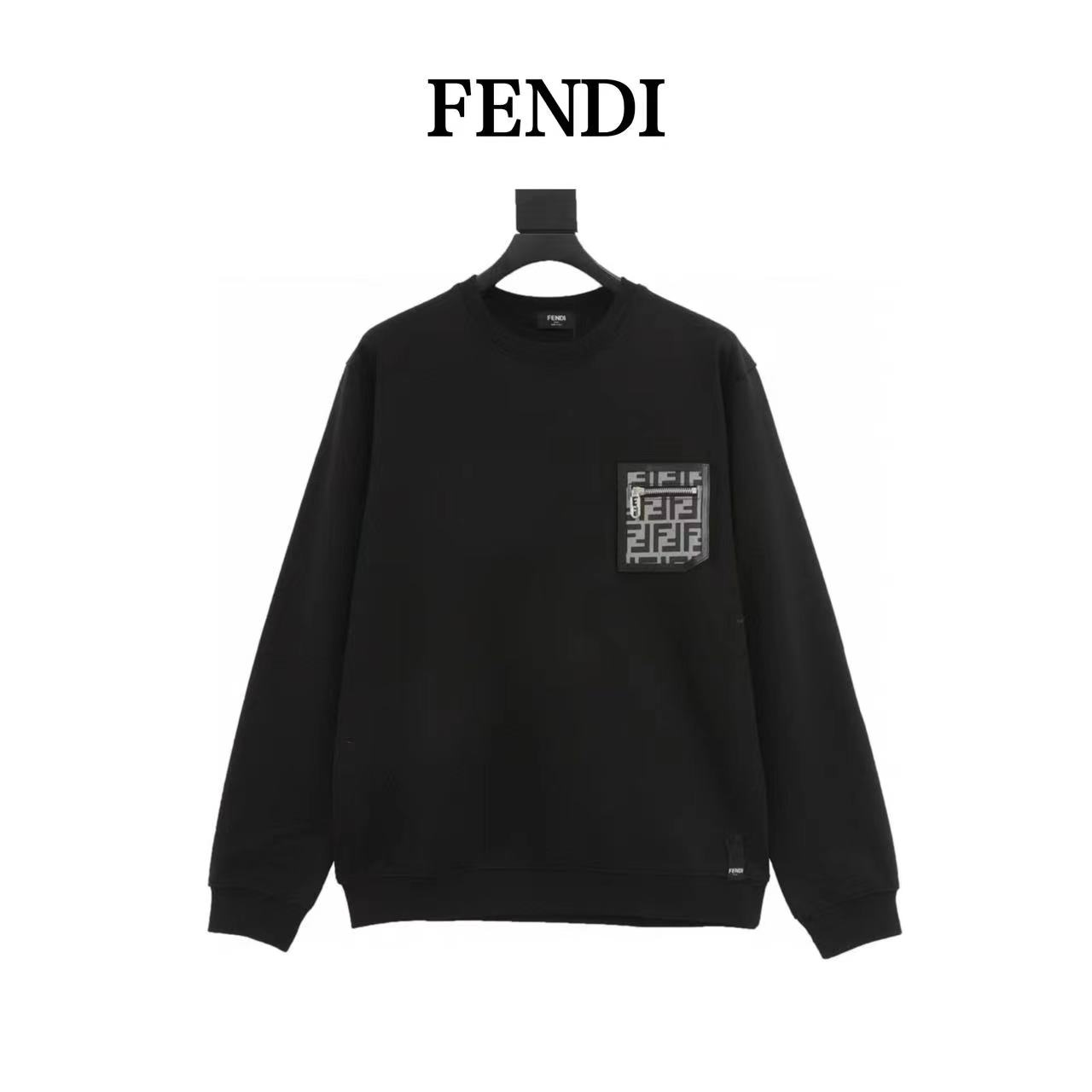 Fendi chest FF zipper pocket crew neck sweatshirt