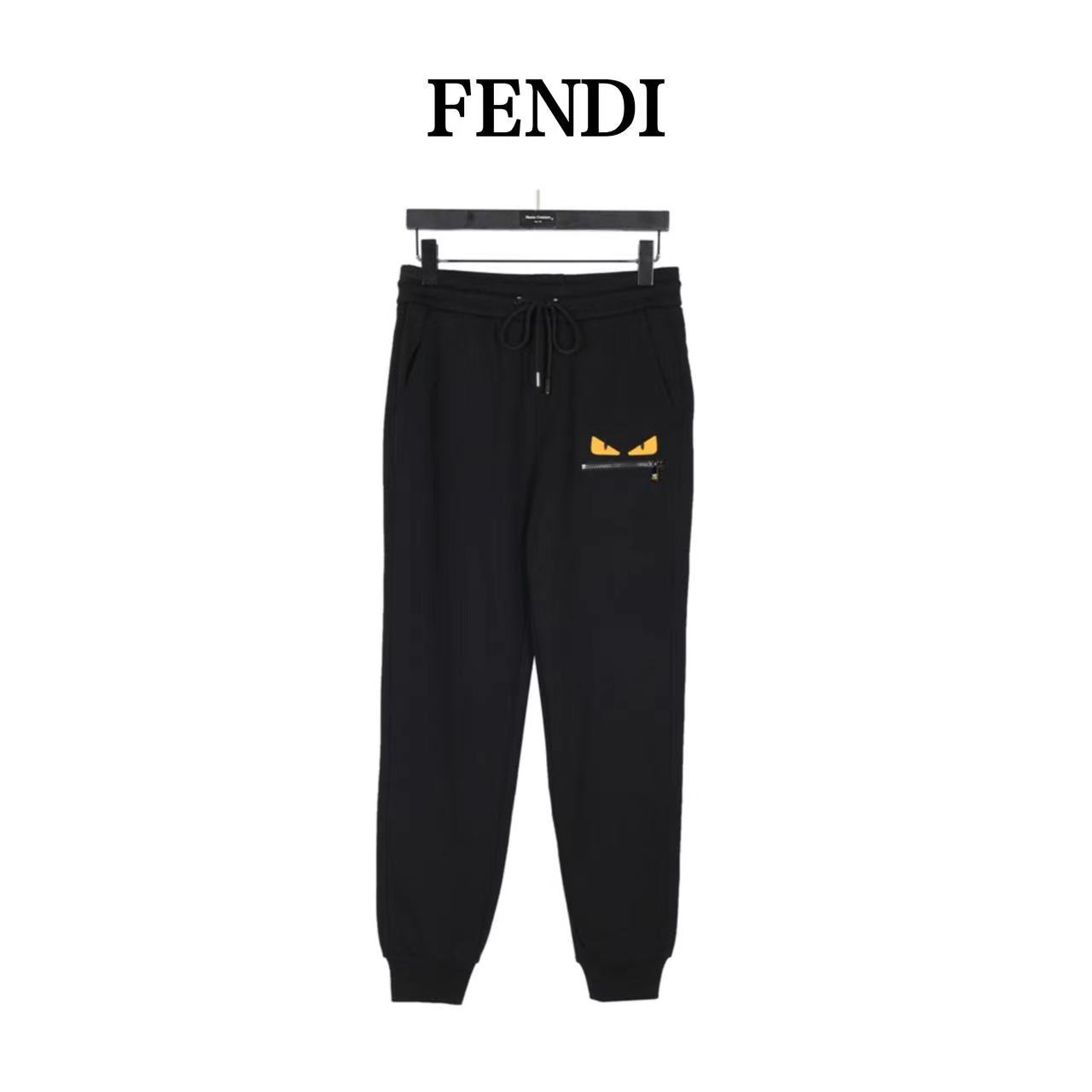 Fendi 23Fw little monster devil eyes zipper sweatpants