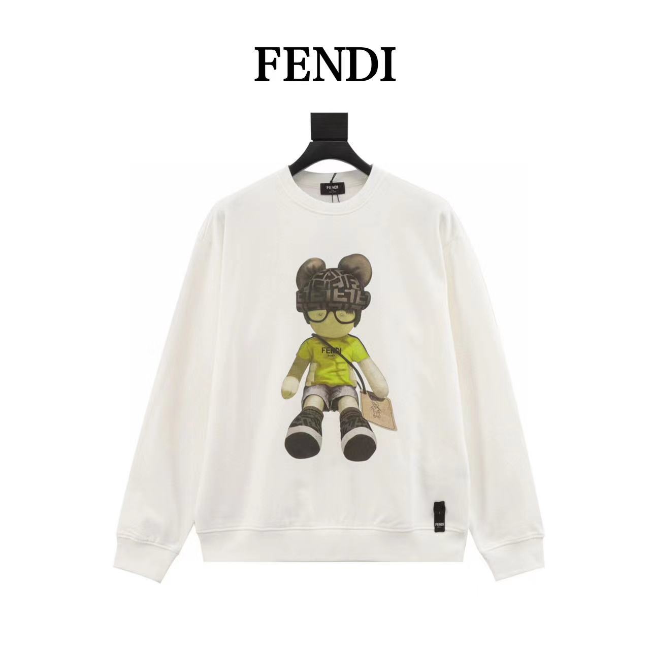 Fendi bear print crew neck sweatshirt