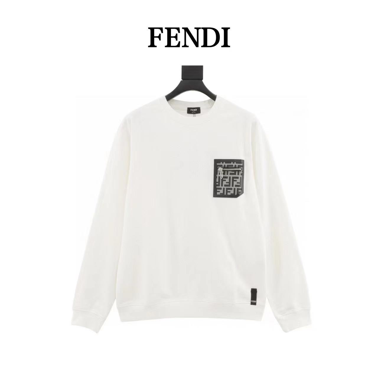 Fendi chest FF zipper pocket crew neck sweatshirt