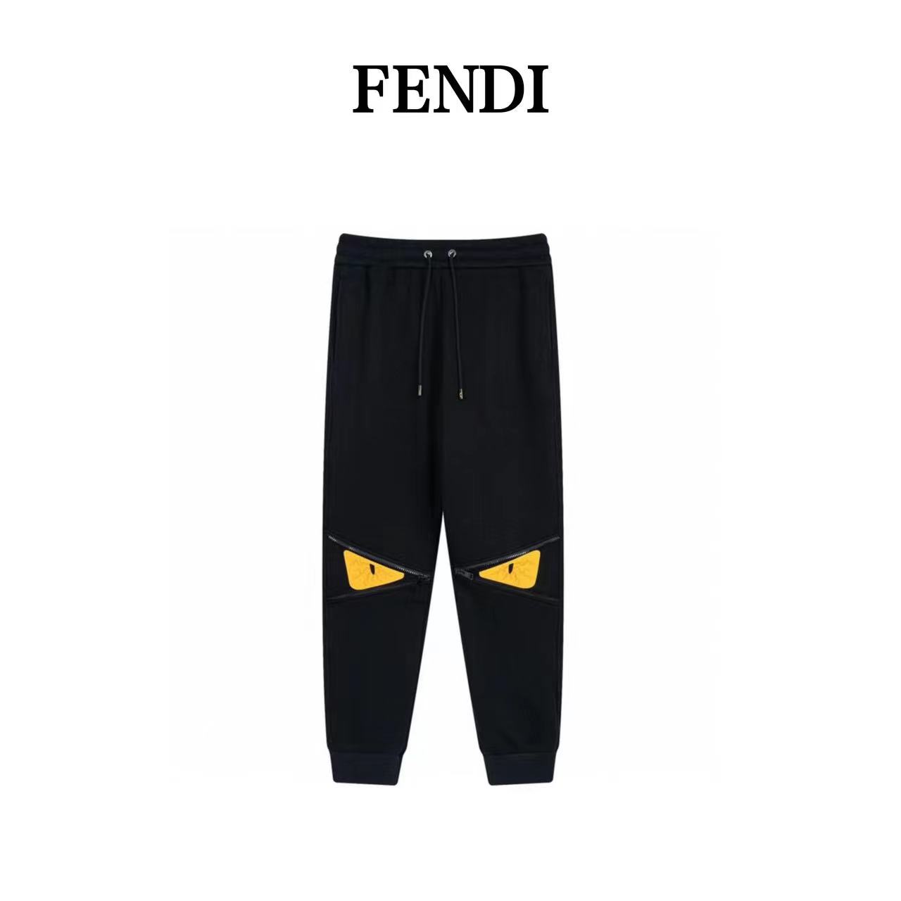 Fendi Fendi 2023AW autumn and winter velvet trousers new zipper sweatpants