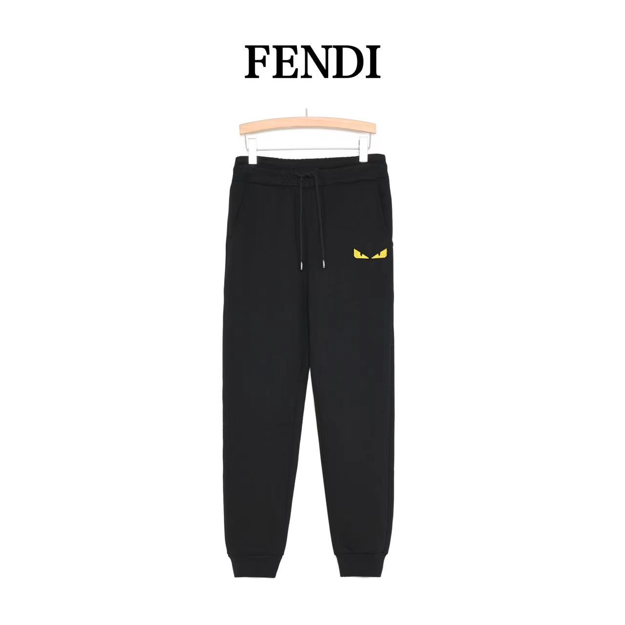 Fendi 22Fw toothbrush embroidered little monster plush trousers