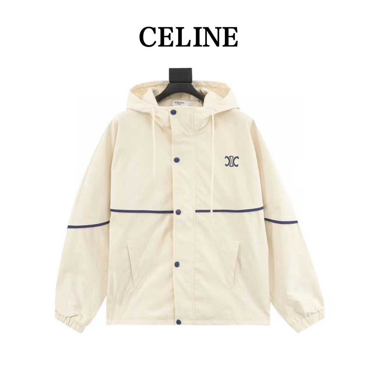 Celine embroidered slogan retro zipper windbreaker jacket
