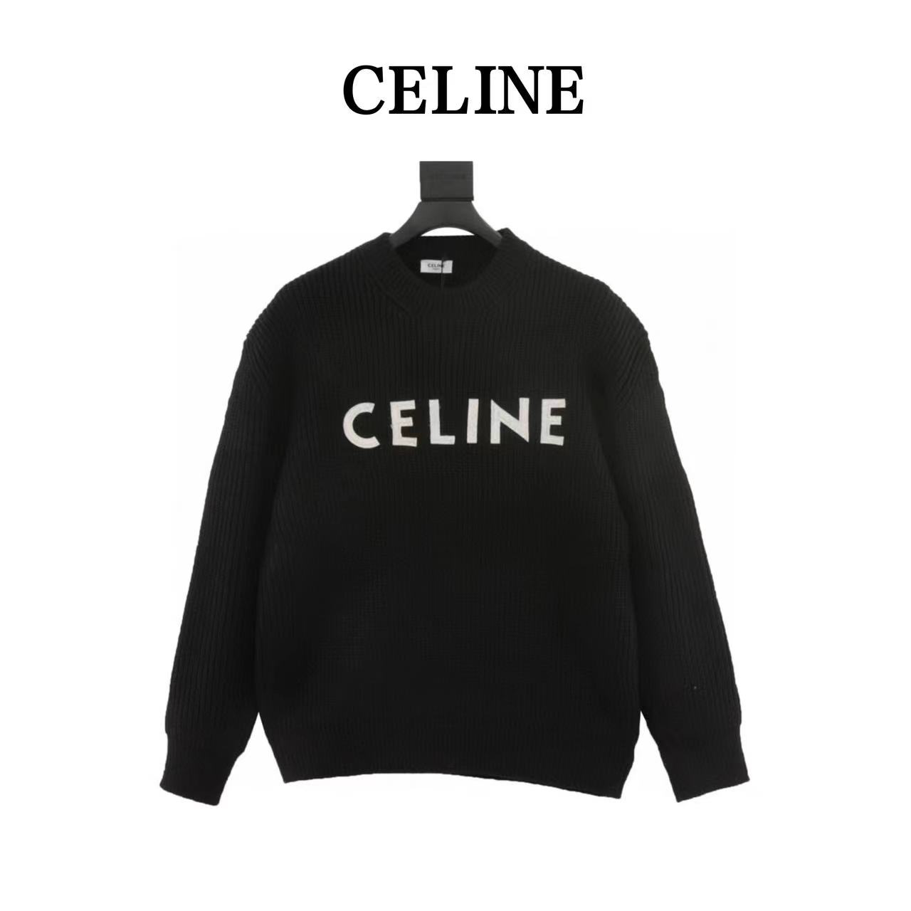 Celine 23FW letter logo crew neck sweater