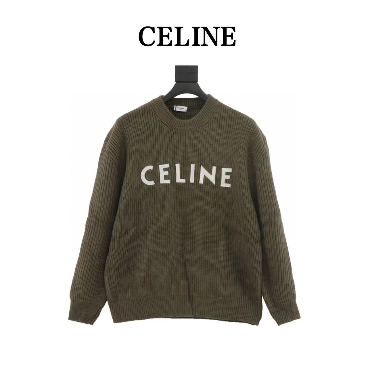 Celine 23FW letter logo crew neck sweater