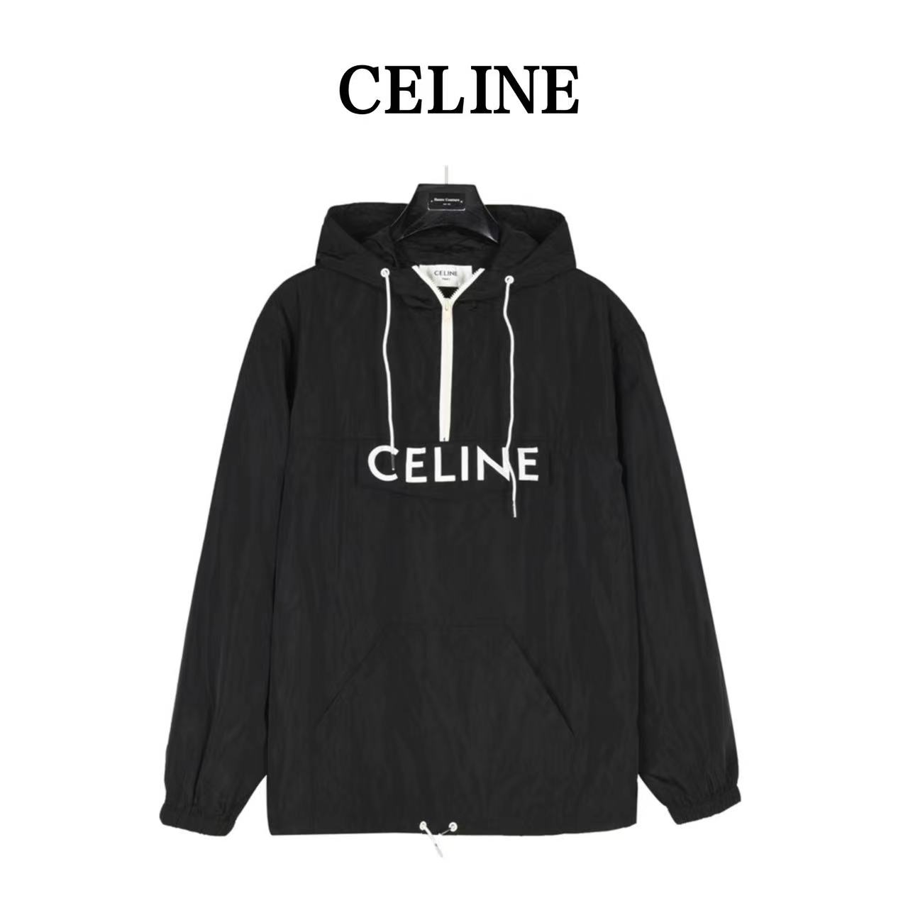 Celine 23Fw letter print half-zip jacket