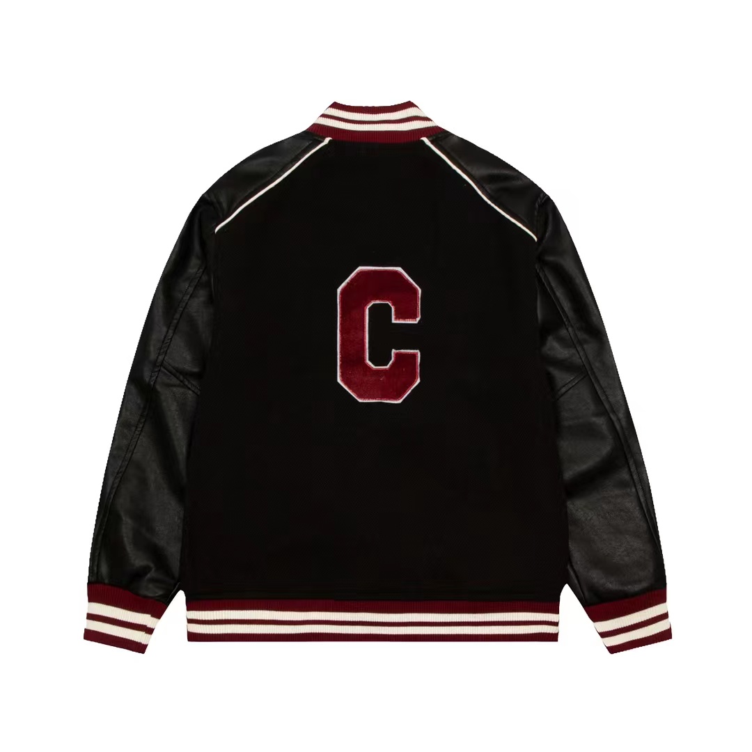 Celine 2023 new blended leather sleeve baseball uniform jacket