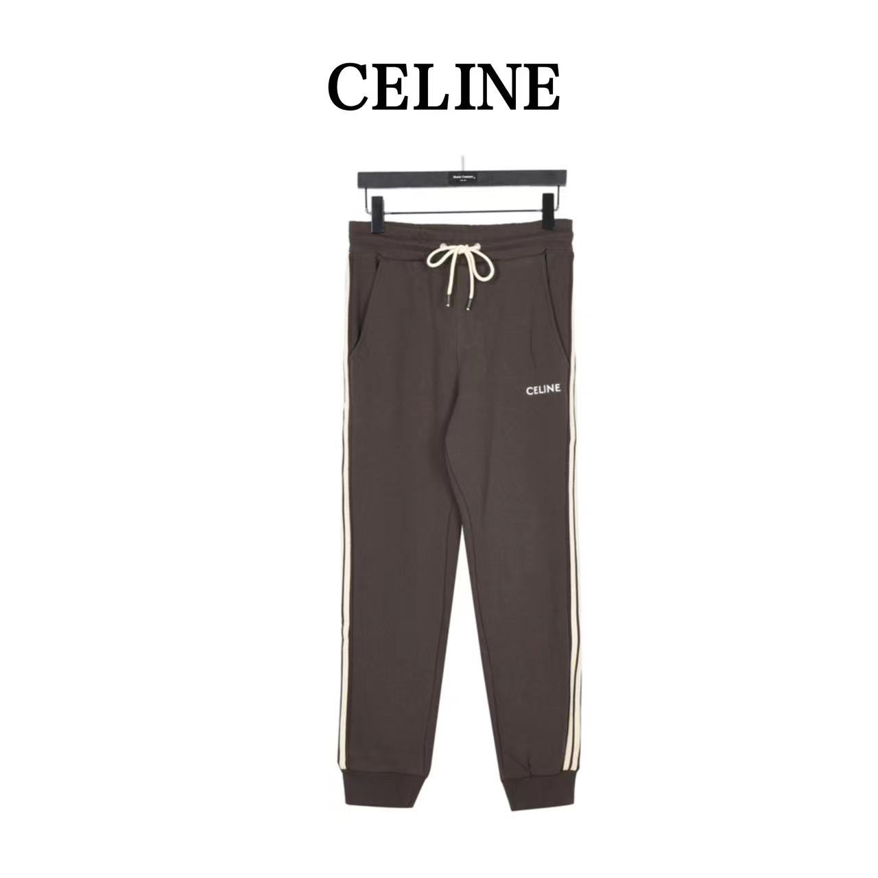 Céline leggings trousers with side webbing and embroidered logo