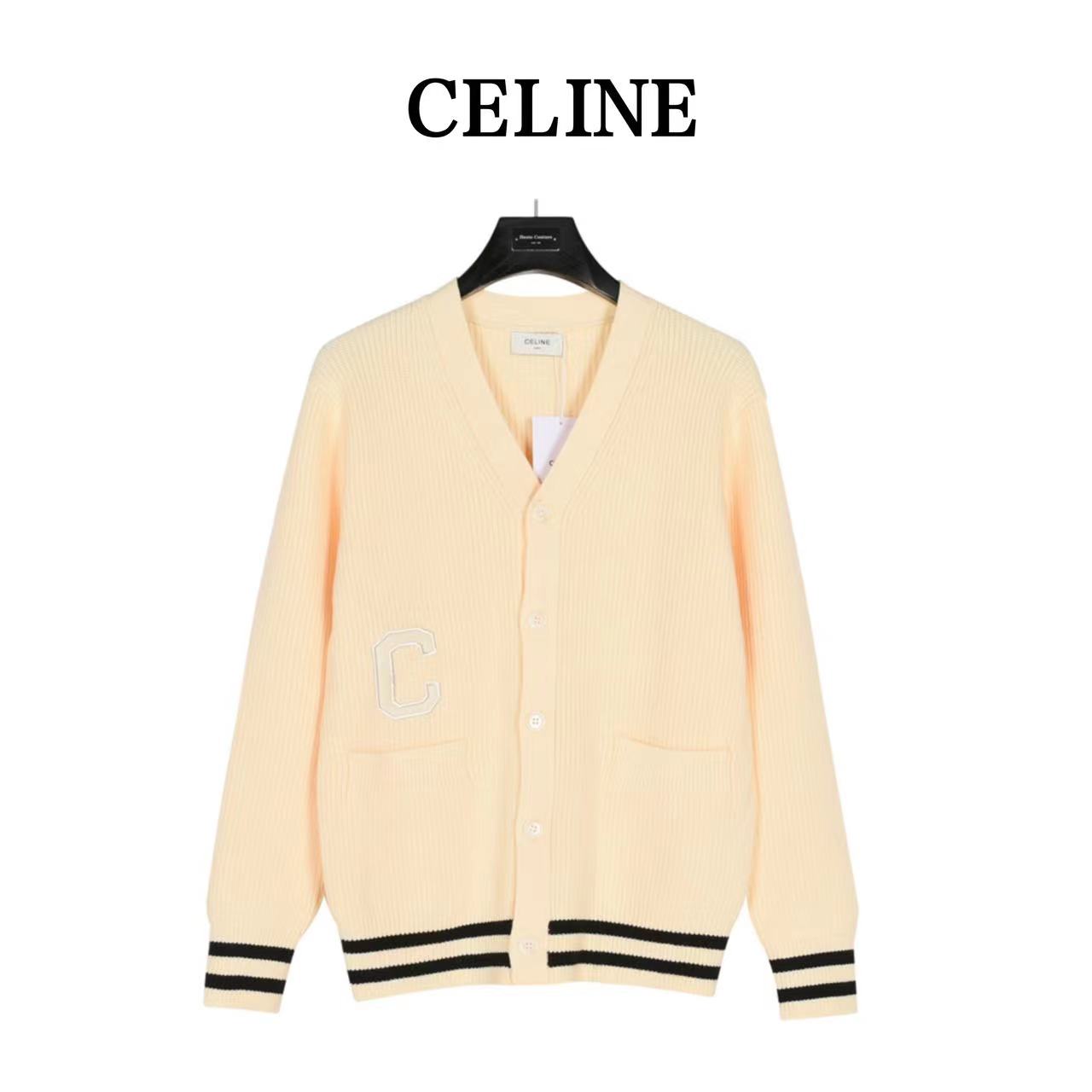 Celine 23ss PARIS patch cardigan sweater