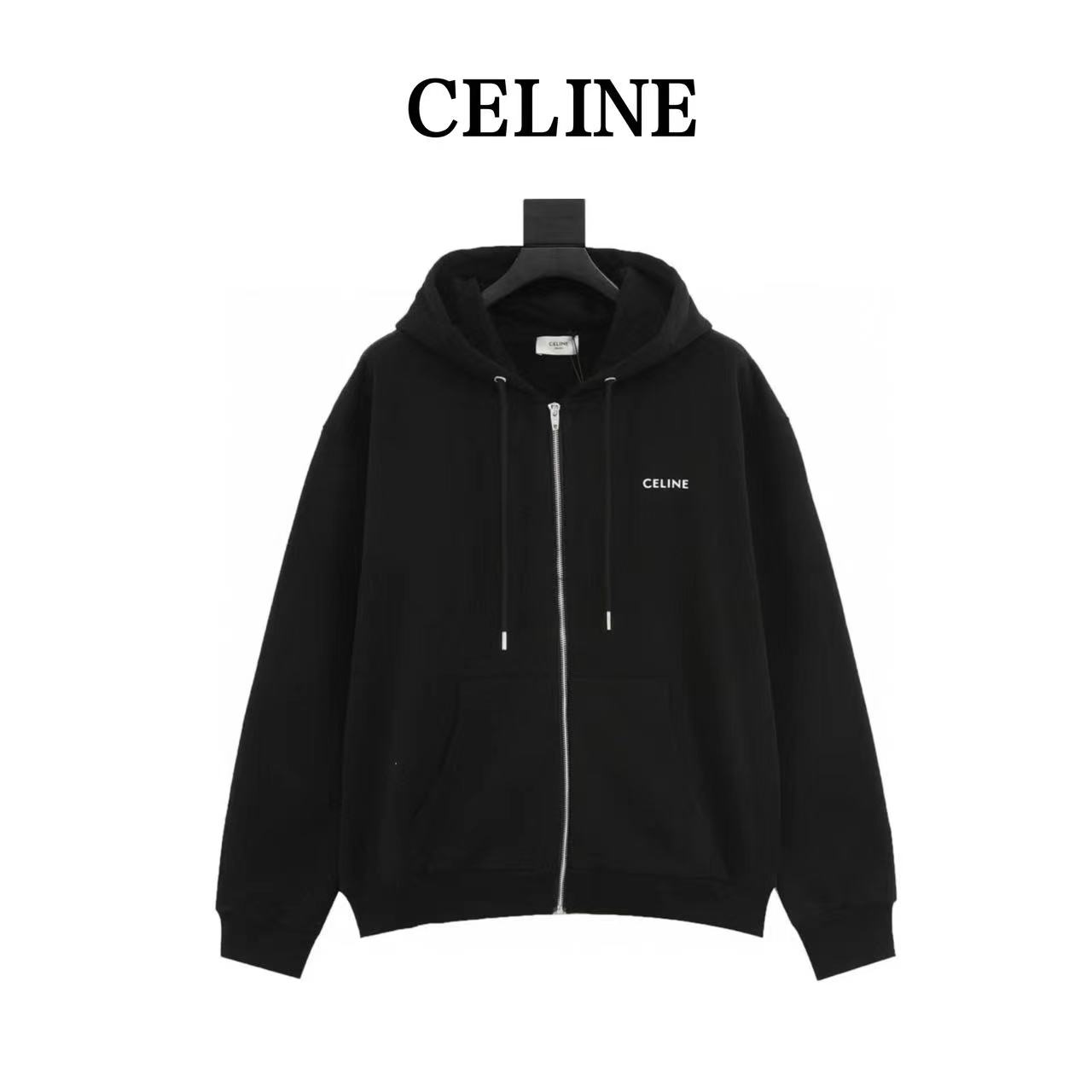 Celine basic letter zip hooded sweatshirt