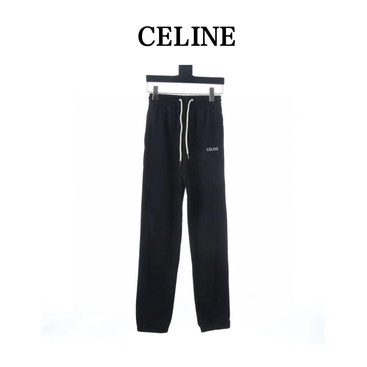 Celine 21ss embroidered small logo casual trousers