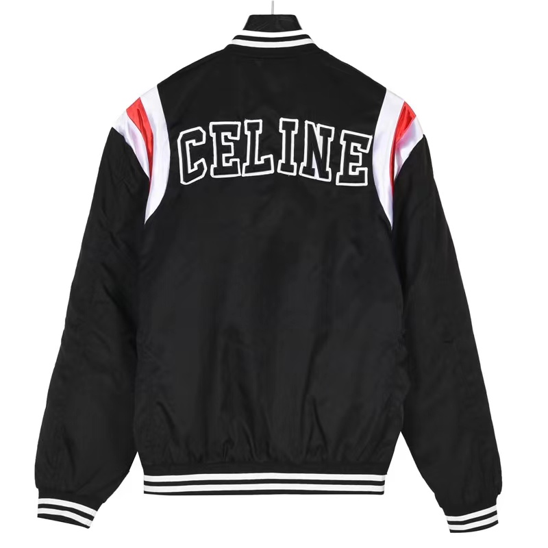 Celine 23Fw patch embroidered lettering quilted bomber jacket