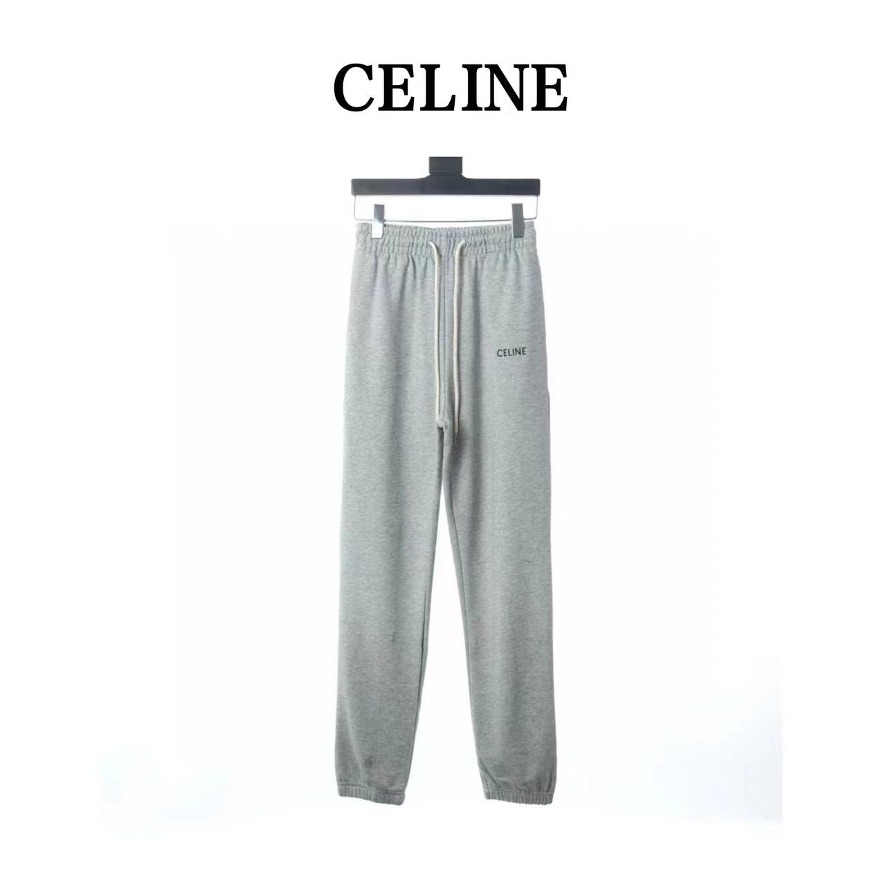 Celine 21ss embroidered small logo casual trousers