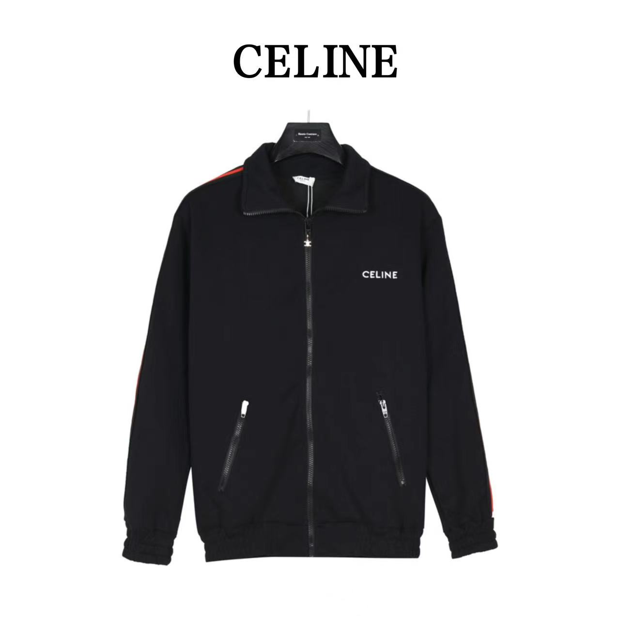 Celine 23Fw logo embroidered double-sided jersey tracksuit jacket