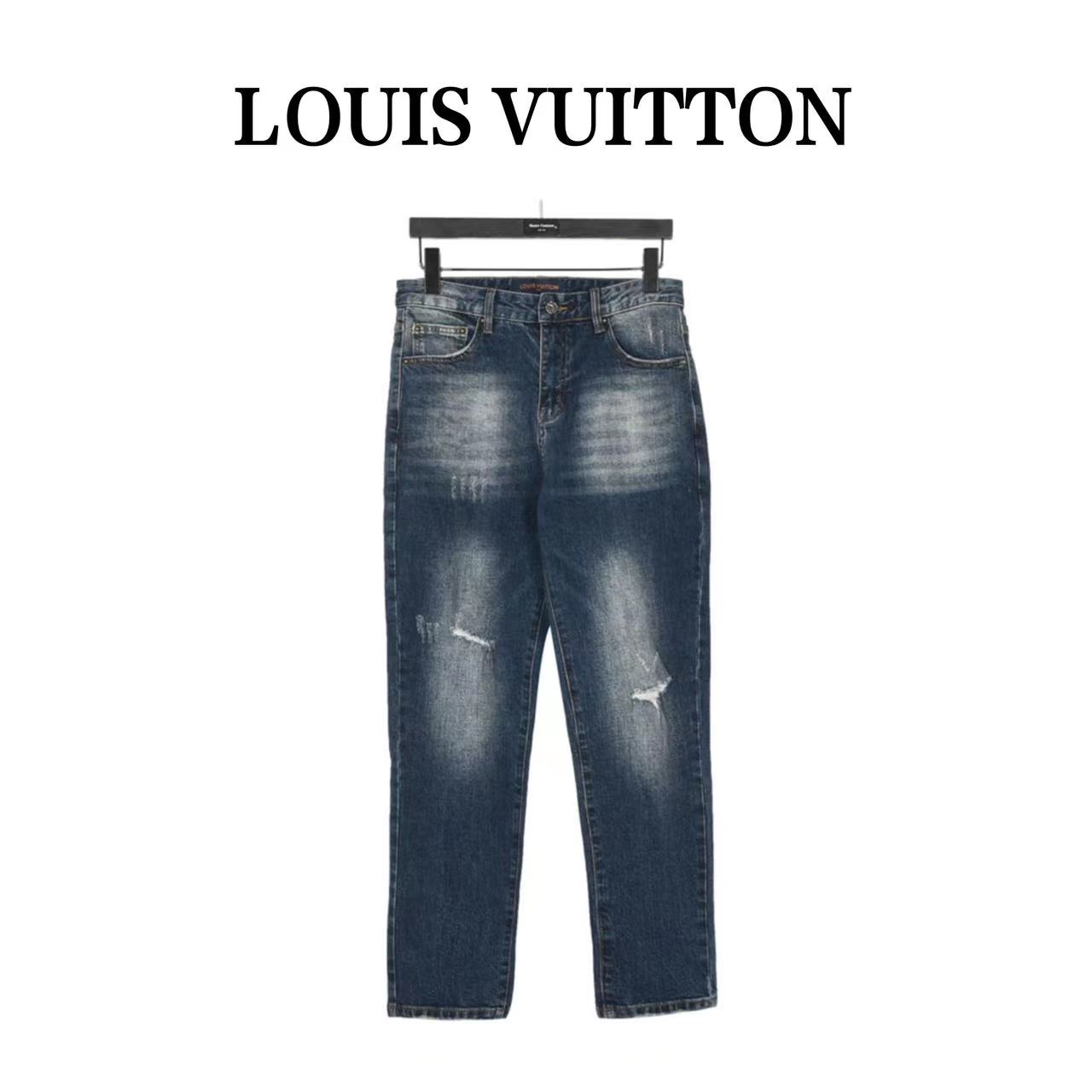 Louis Vuitton jeans with four-leaf clover logo embroidery on the back