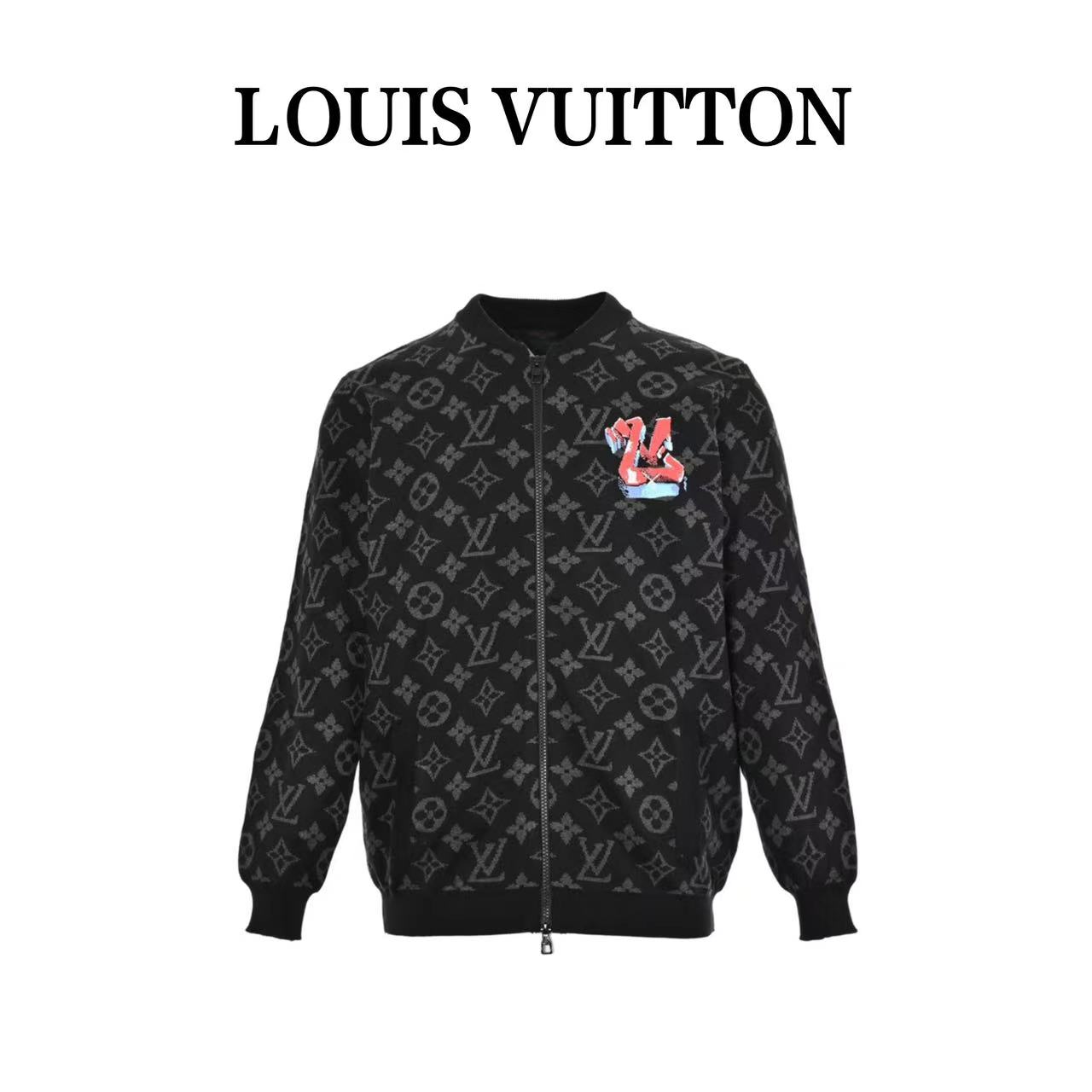 Louis Vuitton 23Fw jacquard presbyopic graffiti print zipper cardigan
