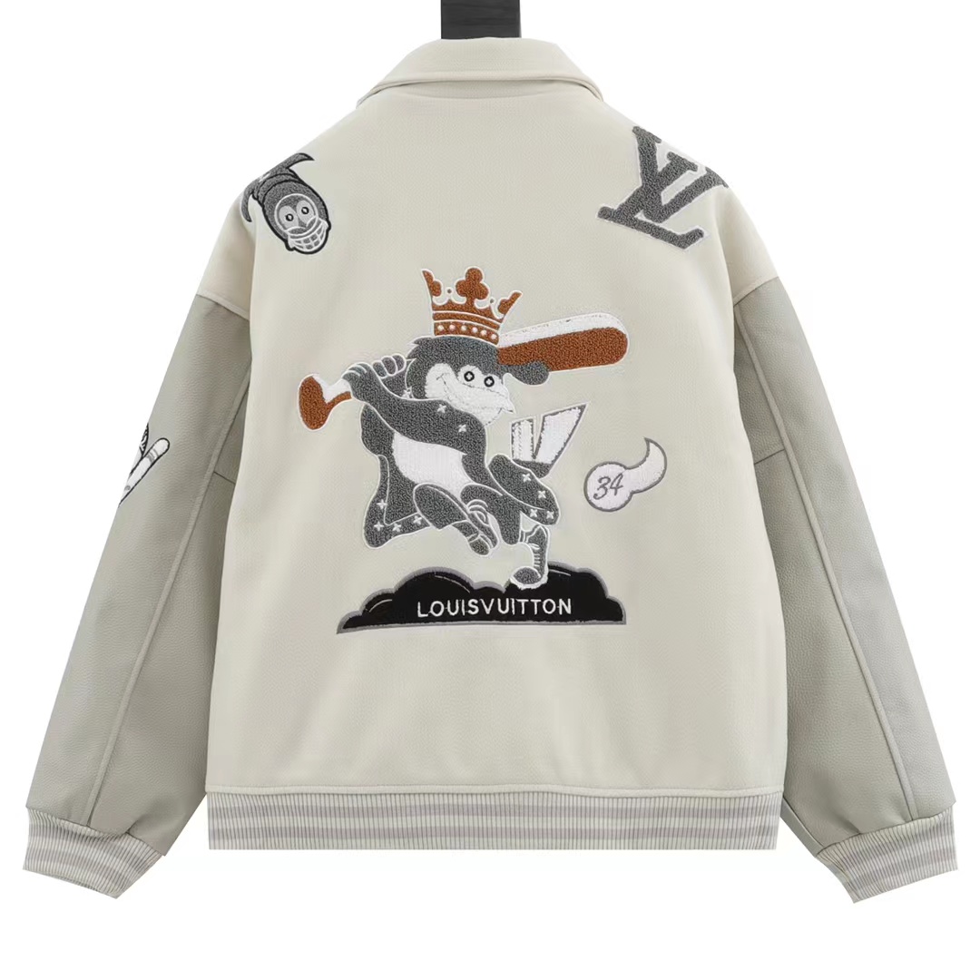 Louis Vuitton multi-element terry embroidered baseball jacket