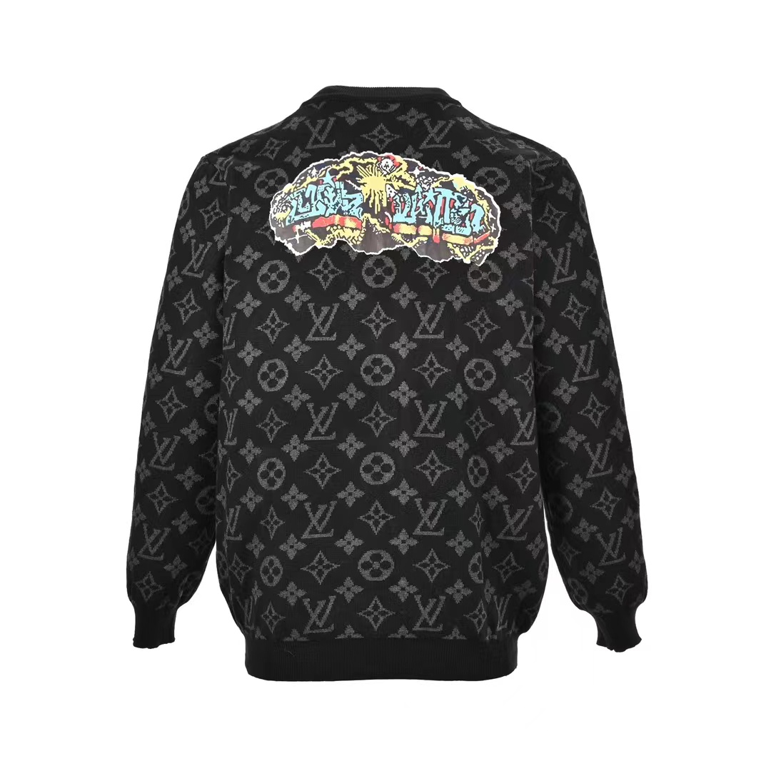 Louis Vuitton 23Fw jacquard presbyopic graffiti print zipper cardigan