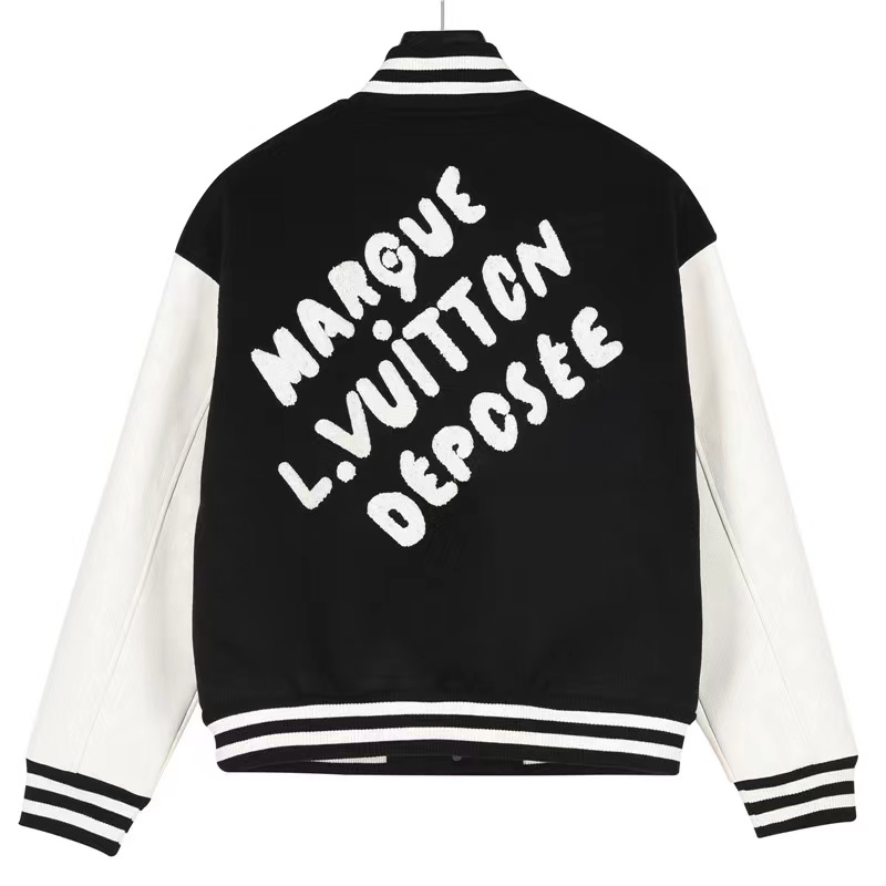 Louis Vuitton 23Fw leather sleeve baseball jacket