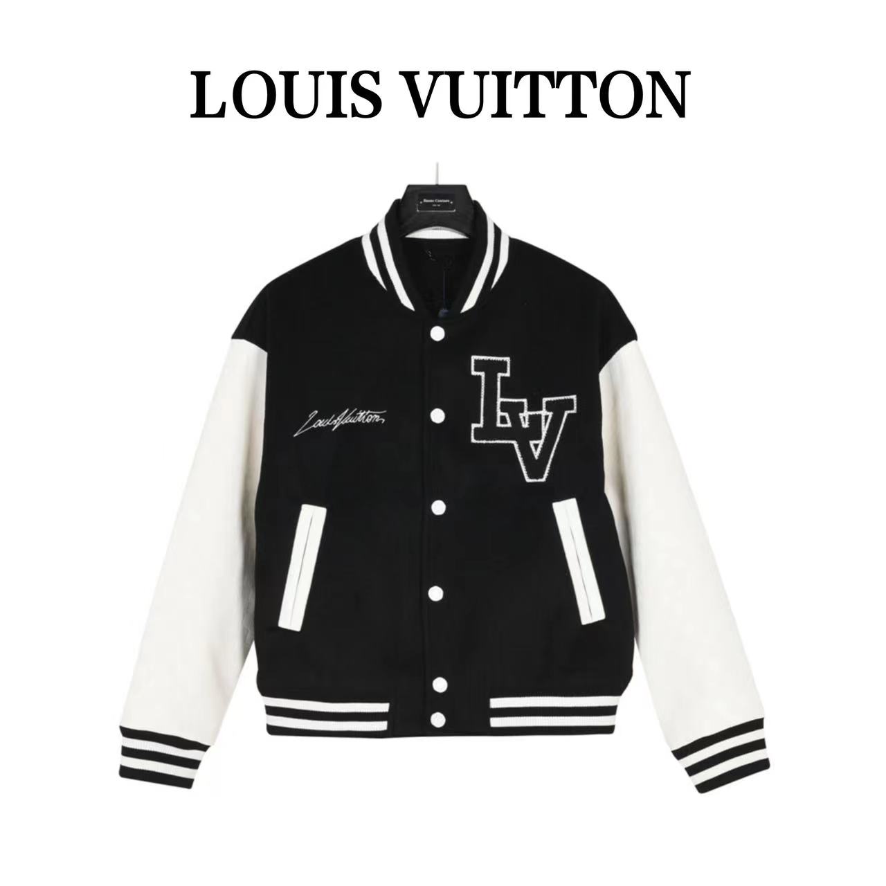 Louis Vuitton 23Fw leather sleeve baseball jacket