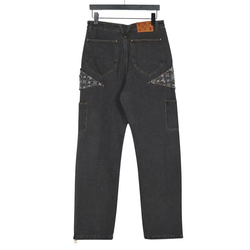 Louis Vuitton clover patchwork jeans