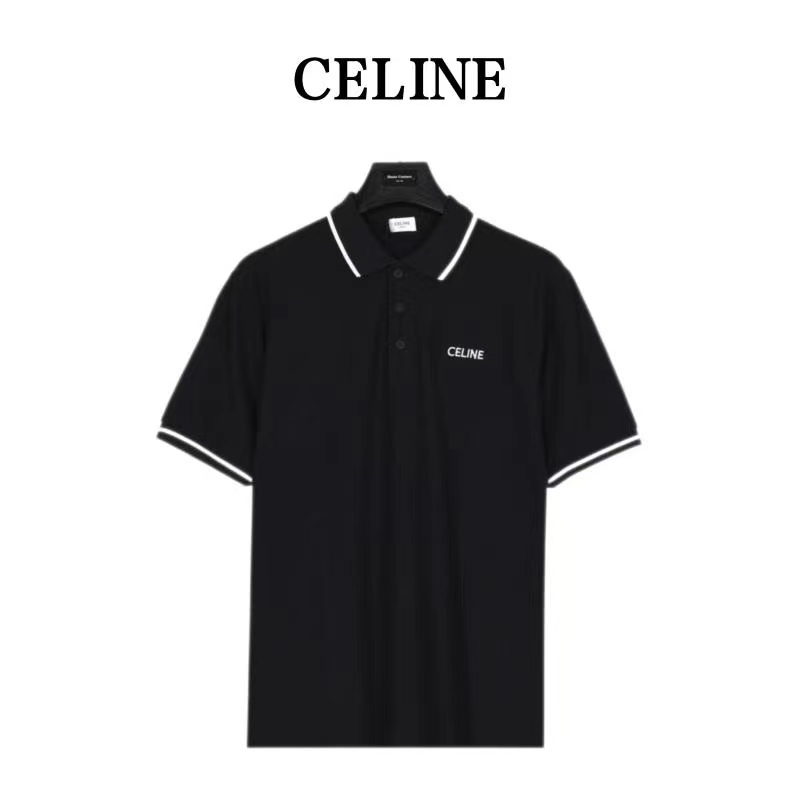 Celine 23SS short-sleeved polo shirt with logo embroidery on the chest
