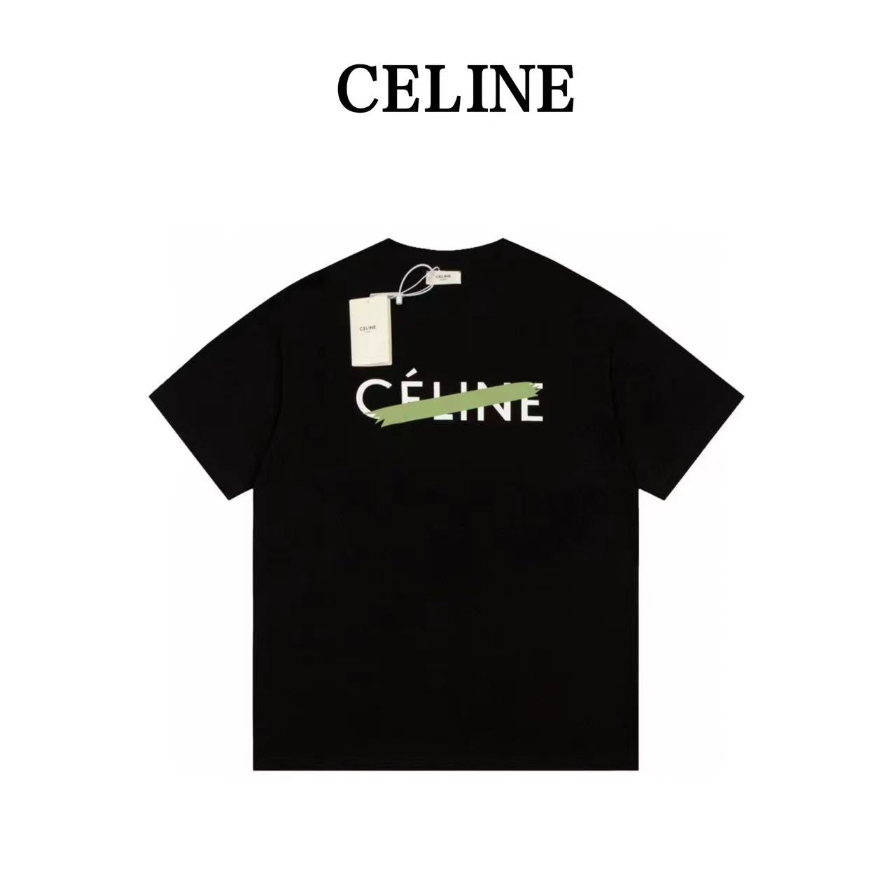 Celine letter tape spoof printed short sleeves