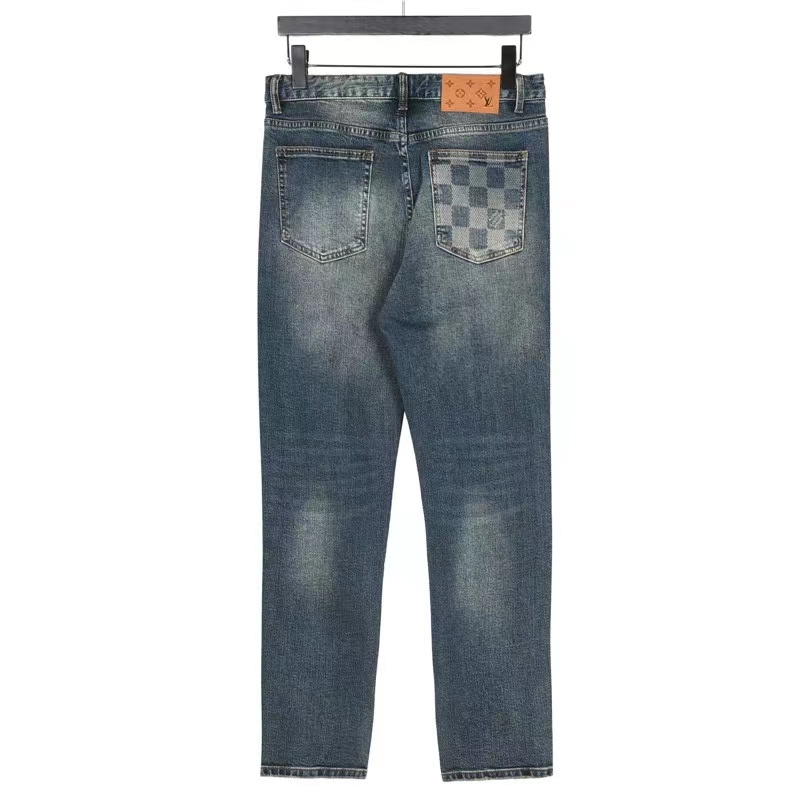 Louis Vuitton back checkerboard pocket jeans