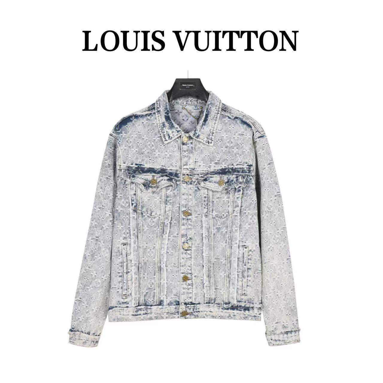 Louis Vuitton 23Fw presbyopic fringed washed denim jacket