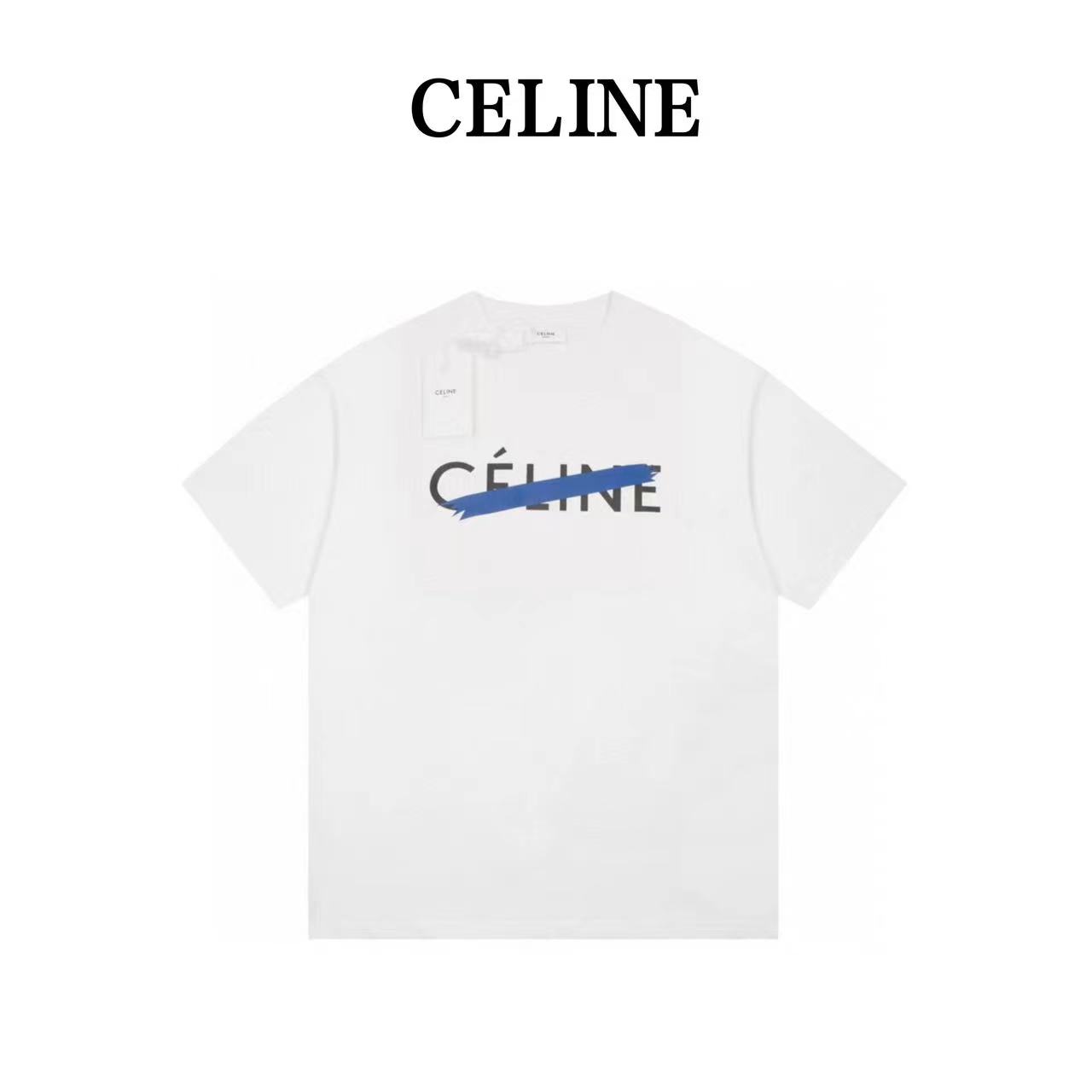 Celine letter tape spoof printed short sleeves