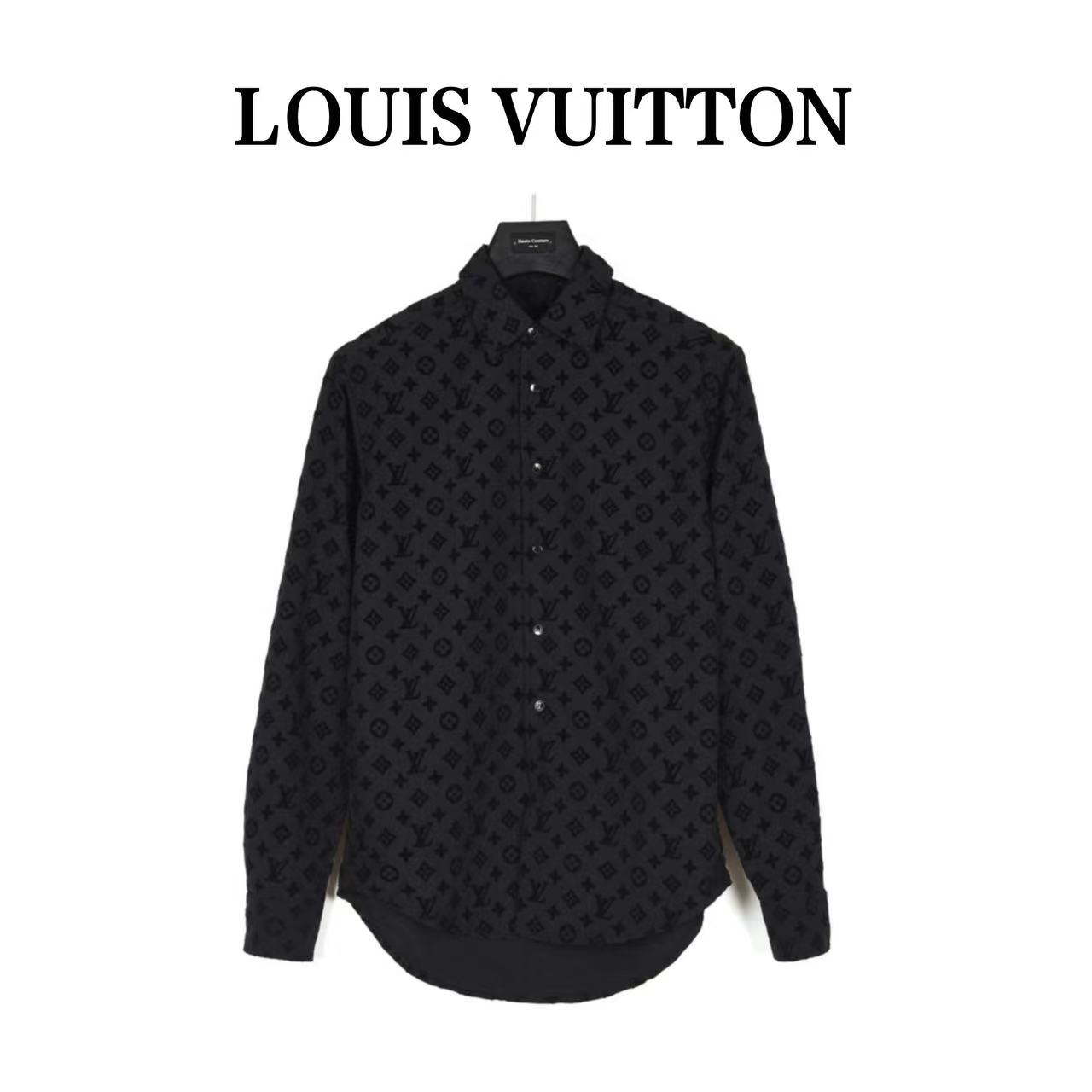 Louis Vuitton all-over flocked LOGO long-sleeved shirt