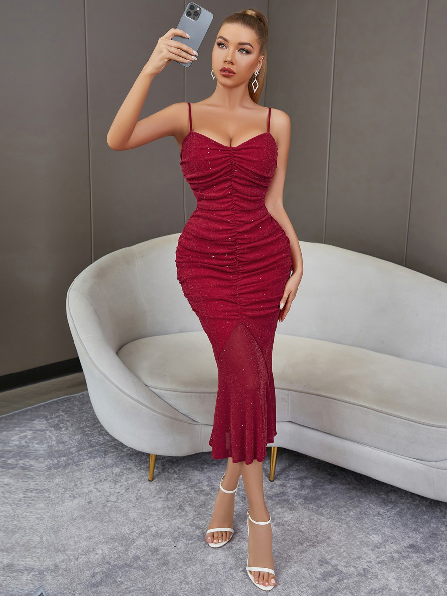 Sexy Straps V-neck Cocktail Dress - Aucary