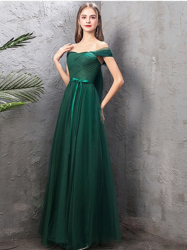 Long Dark Green Dress Bridesmaid Dress - Aucary
