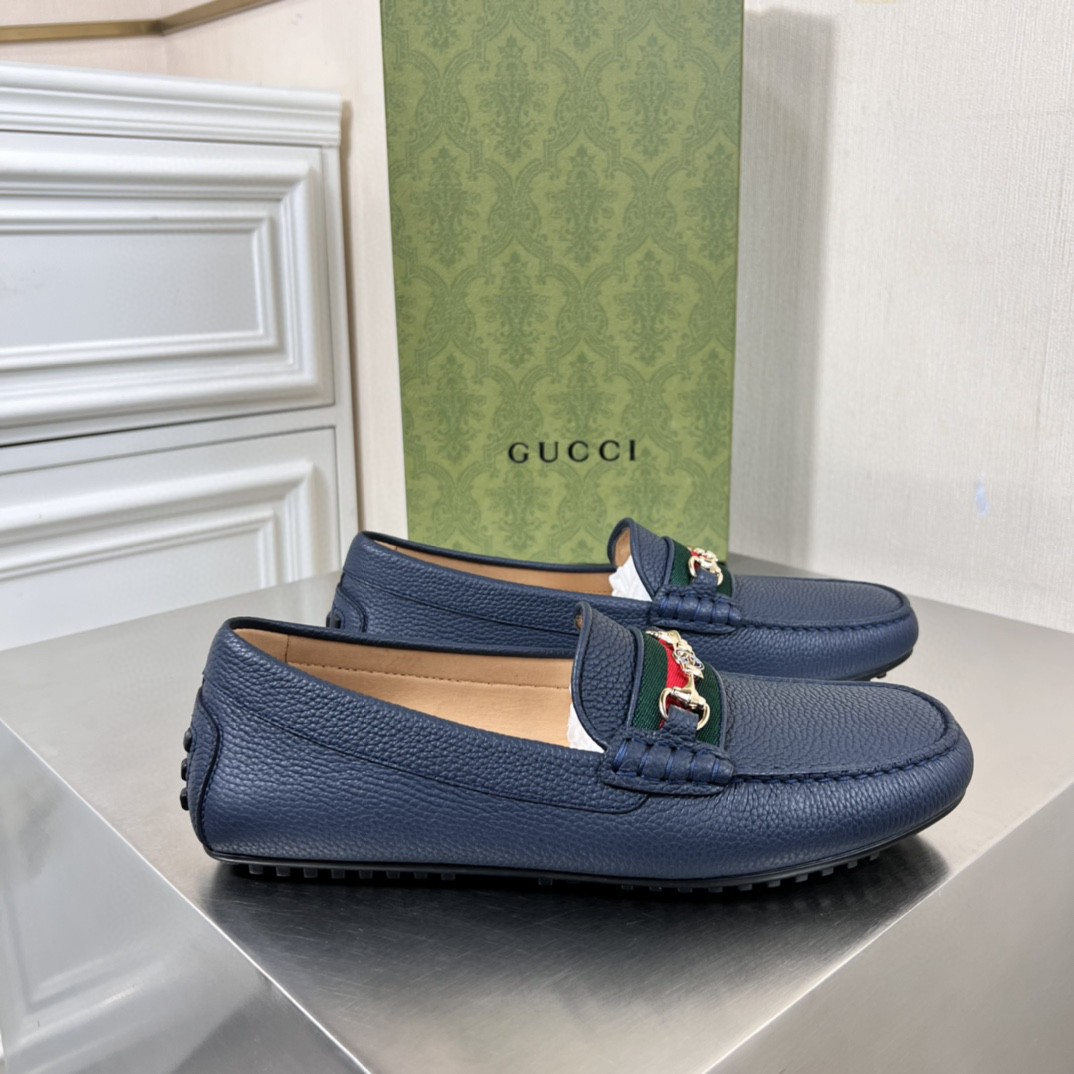 Gucci Men's Loafers With Web Details Blue For Men 6246981