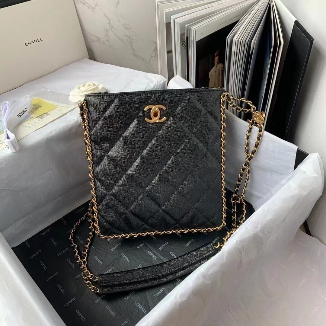 Chanel Small Shopping Bag Black For Women, Women's Bags 9.1in/23cm ...