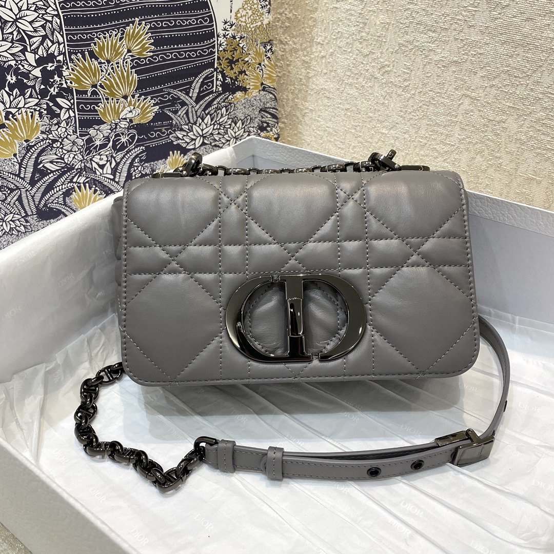 Christian Dior Mini Dior Caro Bag Gray Padded Macrocannage, Gray, For ...